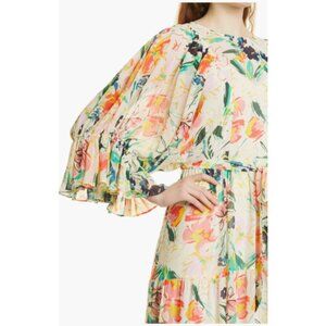 Ted Baker London Kiyrie LS Floral Maxi Dress Cream Women's Size 2 (US 6)